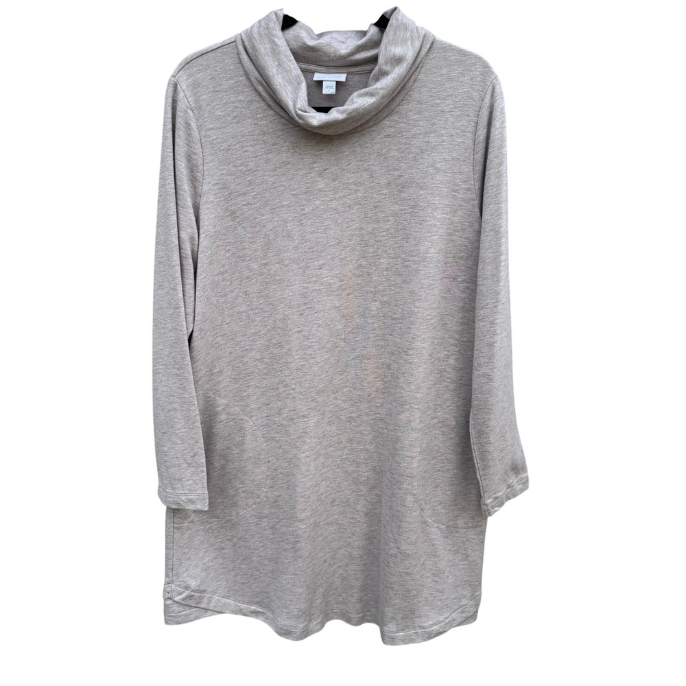 Pure J Jill Luxe Tencel Cowl Neck Tunic Dress Oatmeal Minimalist Layering L